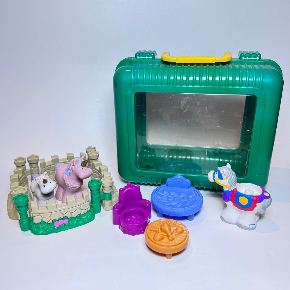 Fisher-Price Little People Lil Kingdom Castle Unicorn Horse Lot with Case C1164